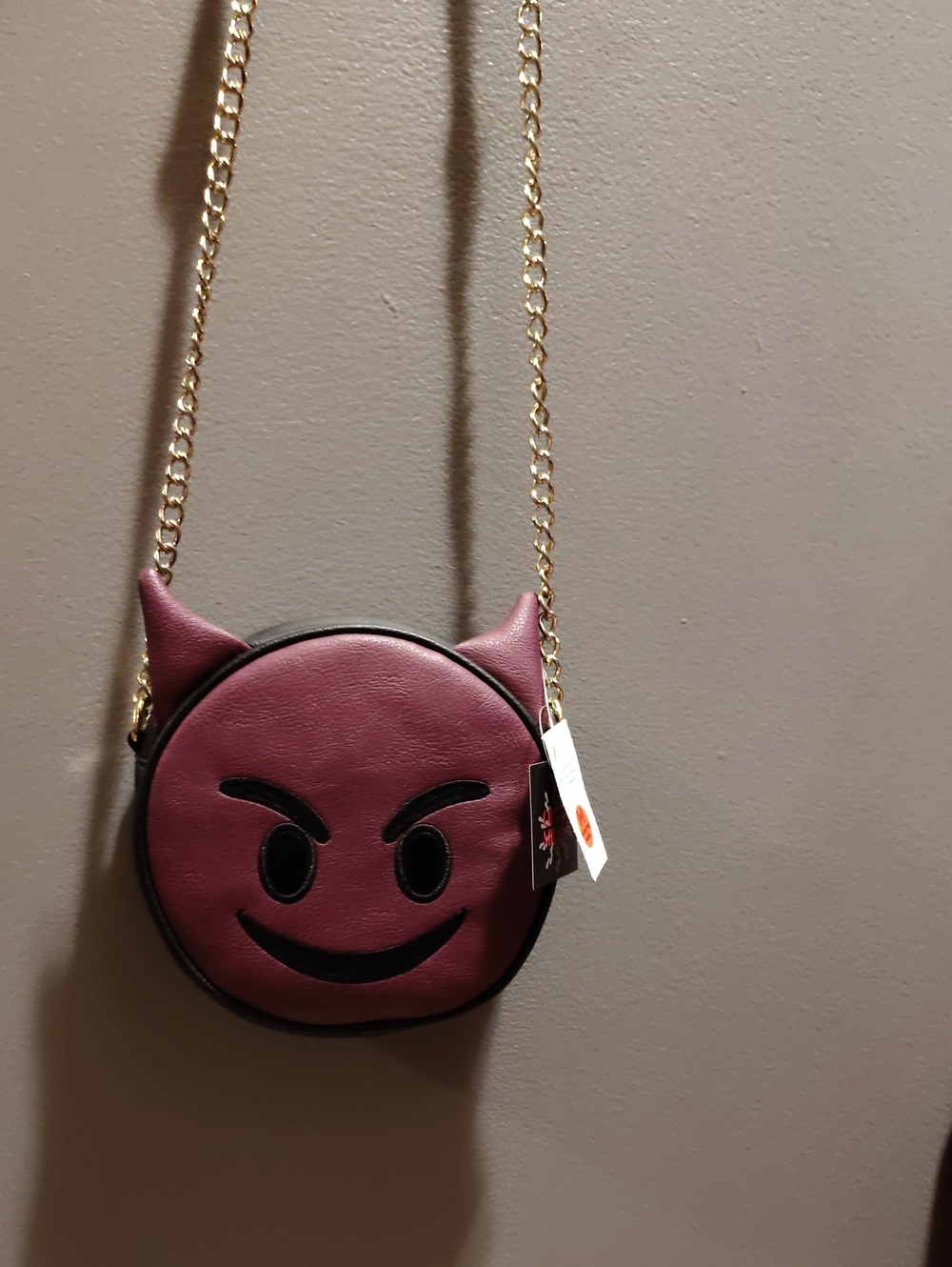 Devilish Emoji Crossbody Bag in Deep Mauve - Playful Women's Bag